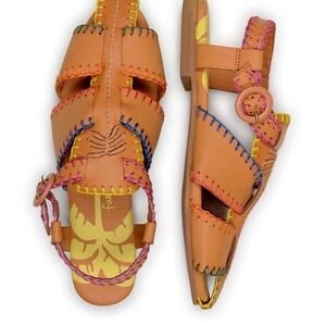 FARM Rio Tan and Yellow Leather Sandals